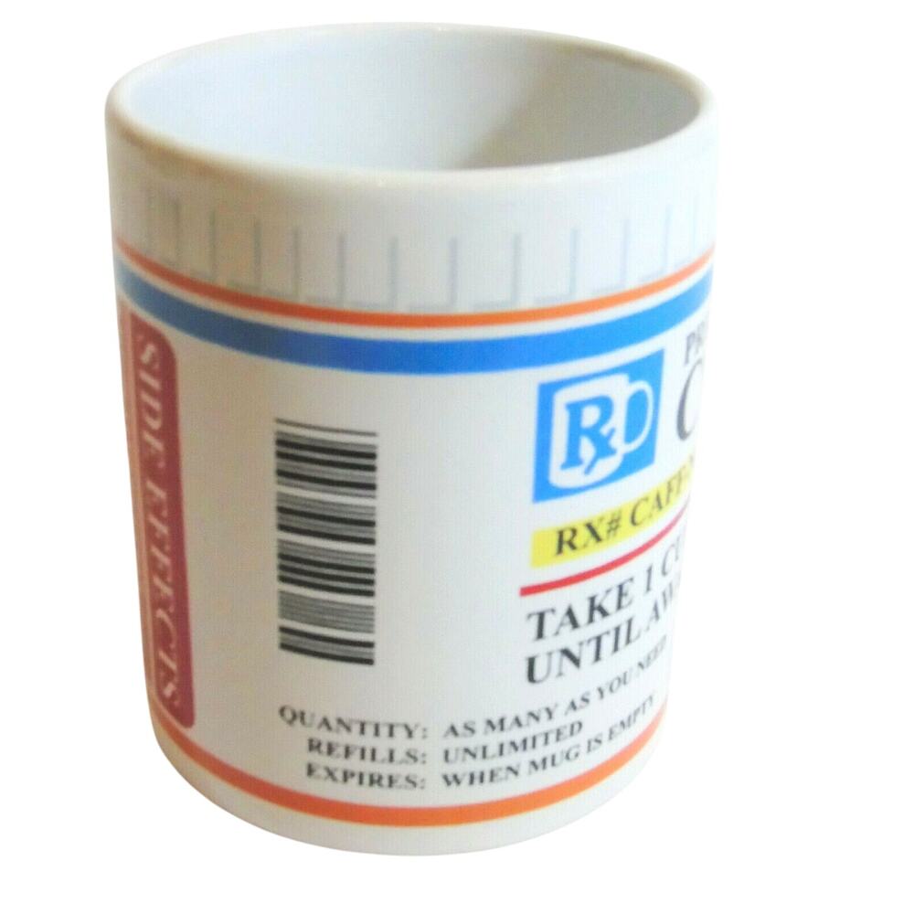 My Cafe Coffee Mug Doctor Pharmacy RX Prescription Bottle Tea Cup 12oz Fun Vtg - Picture 3 of 6